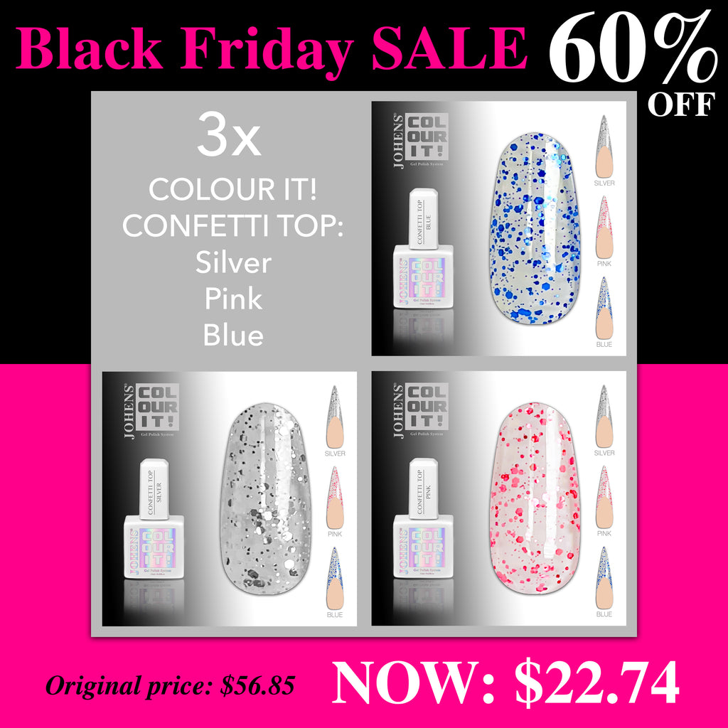 BF* COLOUR IT! Confetti Top Gels (Pink, Silver, Blue)