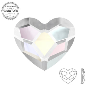 Swarovski® Heart (Flat Back) AB Crystals