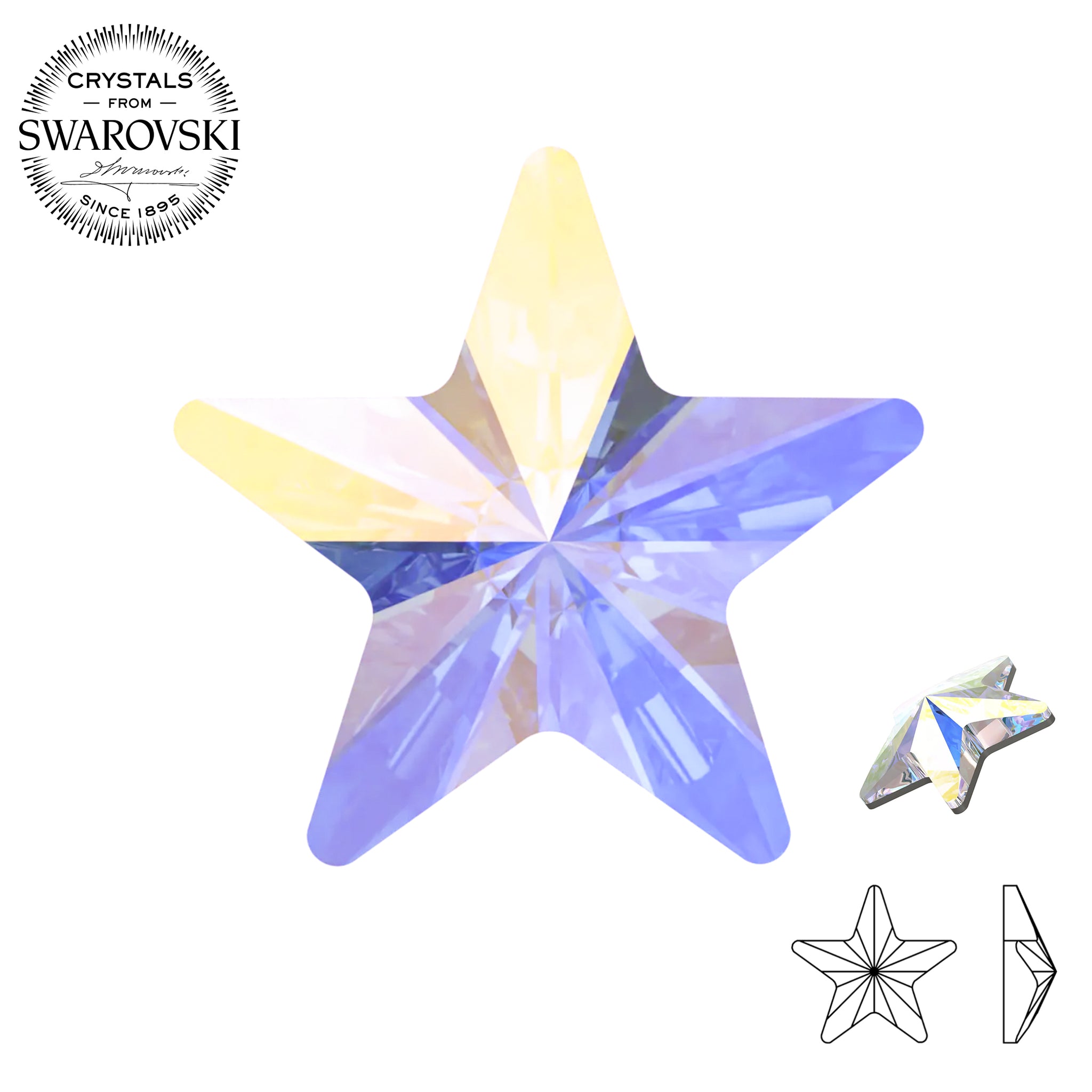 希少！Swarovski スターレット Swarovski® Rivoli Star (Flat Back) AB Crystals – Johens®