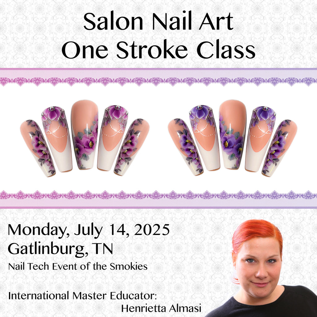 One Stroke Class in Gatlinburg, Tennessee. Hands-on Class. 2025. Nail art painting. One Stroke painting. Nail Tech Event of The Smokies. July 14, 2025 