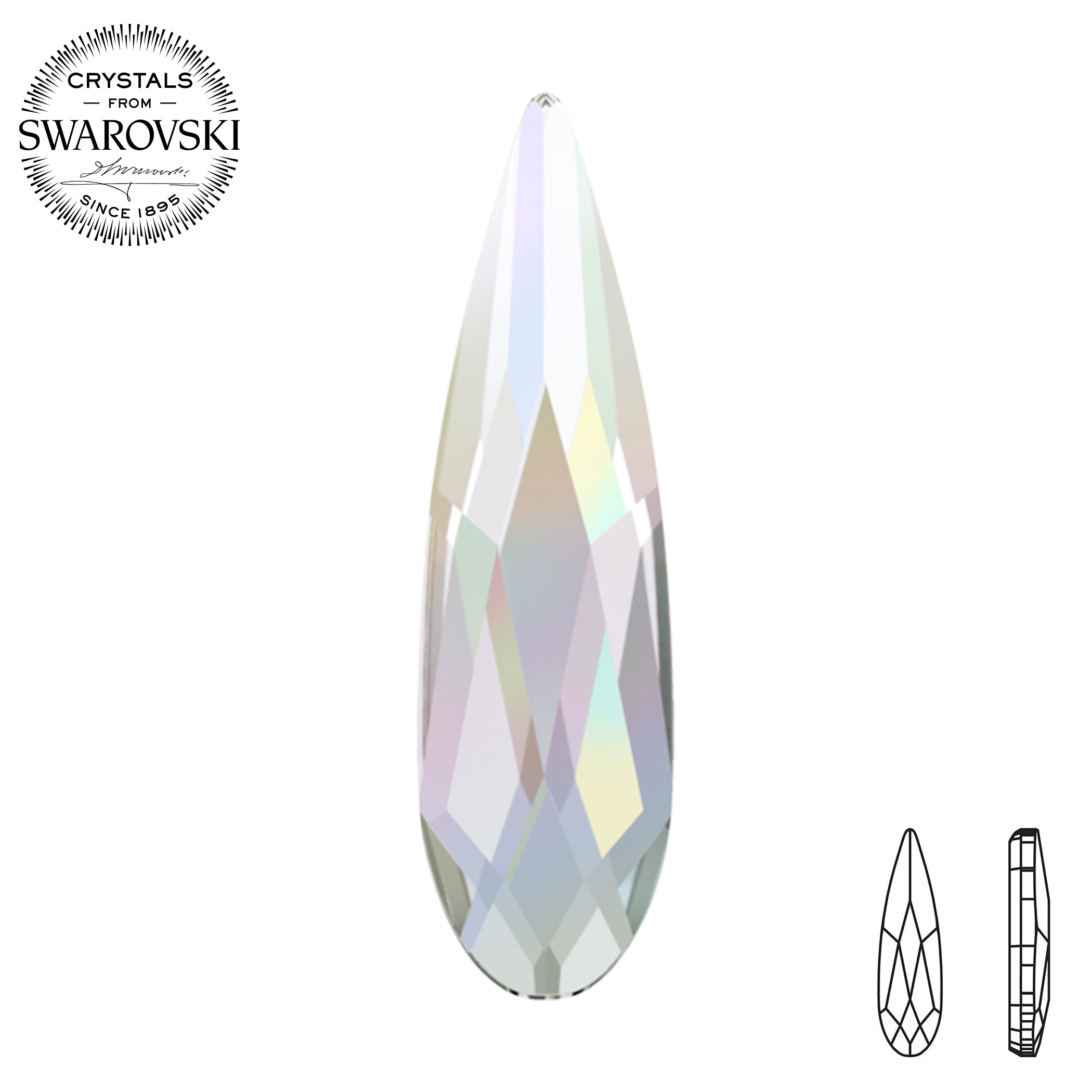 Swarovski® Raindrop (Flat Back) AB Crystals